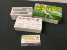 3x Full Boxes of Ammo, .22 LR Thunderbolt, Winchester .380 Auto & Remington .38 Special