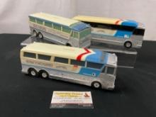 Trio of Vintage Greyhound Americruiser Bus Coin Bank Models by Jimson no.220