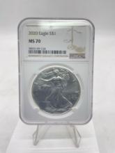 2020 NGC Graded MS 70/ Silver Walking Dollar 1 ounce .999 pure silver coin.