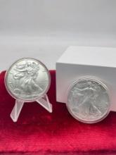 2 X 2019 UNC Silver Walking Liberty Dollars .999 Pure 1 ounce silver coins