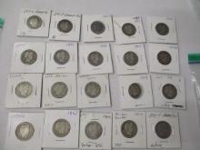 US Barber quarters 1892-1914 common dates, 20 coins