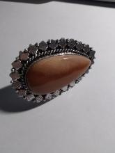 German Silver Costume Jewelry - Ring - Red Jasper (Oversized) Size 6