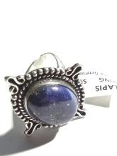 German Silver Costume Jewelry -Ring - Lapis Size 8