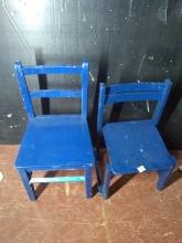 Pair Blue Painted Child's Chairs