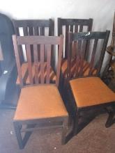 (4) Wooden Slat Back Side Chairs