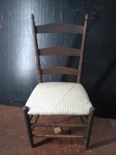 Antique Ladder Back Upholstered Seat Side Chair