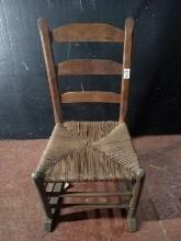 Antique Woven Bottom Ladder Back Rocker