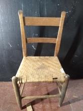 Antique Ladder Back Woven Bottom Side Chair