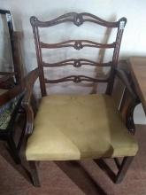 Antique Mahogany Ribbon Back Arm Chair