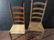 Vintage Ladder Back Woven Bottom Side Chair