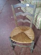 Antique Ladderback Rush Bottom Side Chair