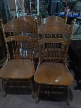 (4) Oak Pressed Back Dining Room Chairs