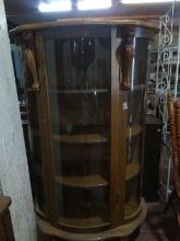 Antique Oak Bow Front China Cabinet