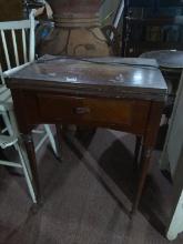 Contemporary Mahogany Singer Sewing Machine with Cabinet