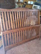 Contemporary Mahogany Slatted Bed with Rails