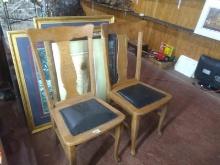 (2) Oak T-Back Dining Chairs