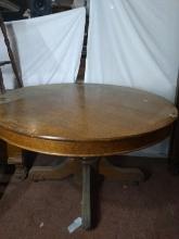 Antique Oak Single Pedestal Dining Table