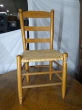 Antique Oak Ladderback Side Chair with Split Oak Seat