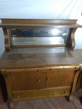 Antique Oak Mirrored Back Buffet