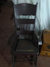 Antique Oak High Back Rocker