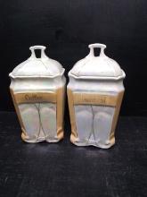 Pair Iridescent Canisters