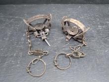 Pair Vintage Metal Animal Traps