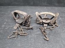 Pair Vintage Metal Animal Traps