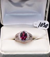 LADIES 3.30 CTTW DIAMOND & GARNET 14K GOLD RING