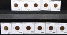 11 S-MINT LINCOLN PENNIES (1909-S THRU 1919-S)