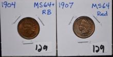 HIGH GRADE 1904 & 1907 INDIAN HEAD PENNIES