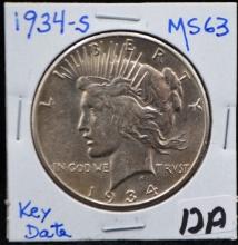 KEY DATE 1934-S HIGH GRADE PEACE DOLLAR