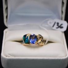 LADIES 1.85 CTTW TANZANITE & DIAMOND 14K GOLD RING