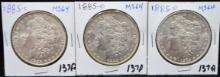 3 HIGH GRADE 1885-0 MORGAN DOLLARS