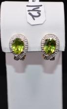 PAIR OF LADIES 2.24CTTW DIAMOND & PERIDOT EARRINGS