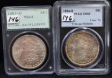 1883-0 & 1884-0 MORGAN DOLLARS - PCGS MS64