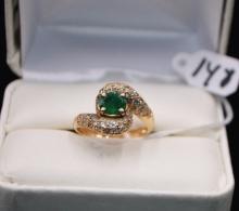 LADIES 1.78 CTTW DIAMOND & EMERALD 14K GOLD RING