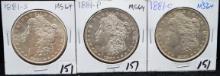 HIGH GRADE 1881, 1881-0, 1881-S MORGAN DOLLARS