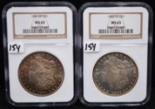 1881-0 MORGAN NGC MS62 & 1882-0 MORGAN NGC MS63