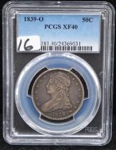 SCARCE 1839-0 CAPPED BUST HALF DOLLAR - PCGS XF40