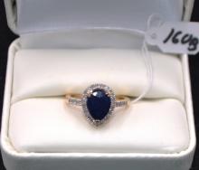 LADIES 3.29 CTTW DIAMOND & SAPPHIRE 10K GOLD RING