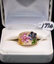 LADIES 4.63 CTTW DIAMOND & COLORED STONE RING