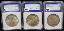 1922, 1923, 1928-S PEACE DOLLARS - IGS SLABBED