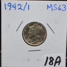 RARE HIGH GRADE 1942/1 MERCURY DIME