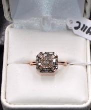 STERLING SILVER ROSE GOLD PLATED DIAMOND RING