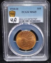 1910-D INDIAN HEAD GOLD COIN - PCGS MS65