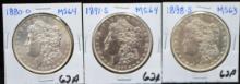 HIGH GRADE 1880-0, 1891-S  1898-S MORGAN DOLLARS