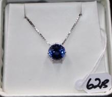 LADIES 4.75 CT SAPPHIRE 14K WHITE GOLD NECKLACE