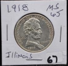 SCARCE HIGH GRADE 1918 ILLINOIS COMM HALF