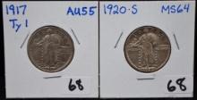 1917 TYPE 1 & 1920-S STANDING LIBERTY QUARTERS