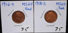 1916-S & 1918-S LINCOLN WHEAT PENNIES